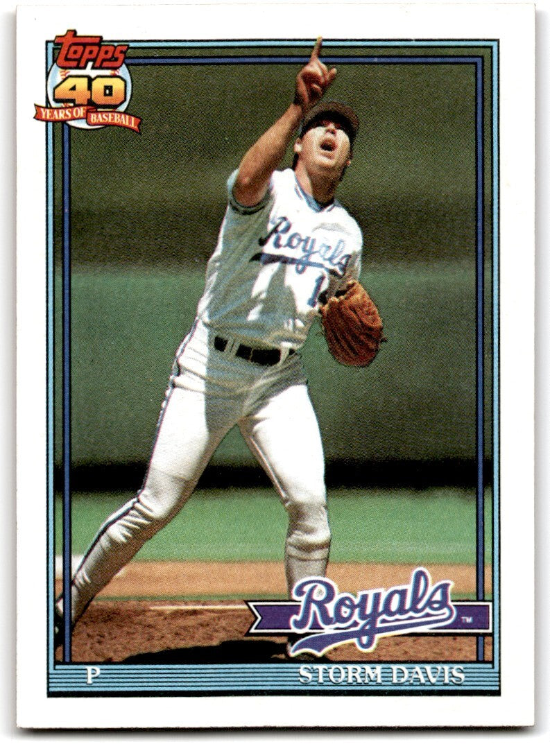 1991 Topps Baseball Card Storm Davis Kansas City Royals #22