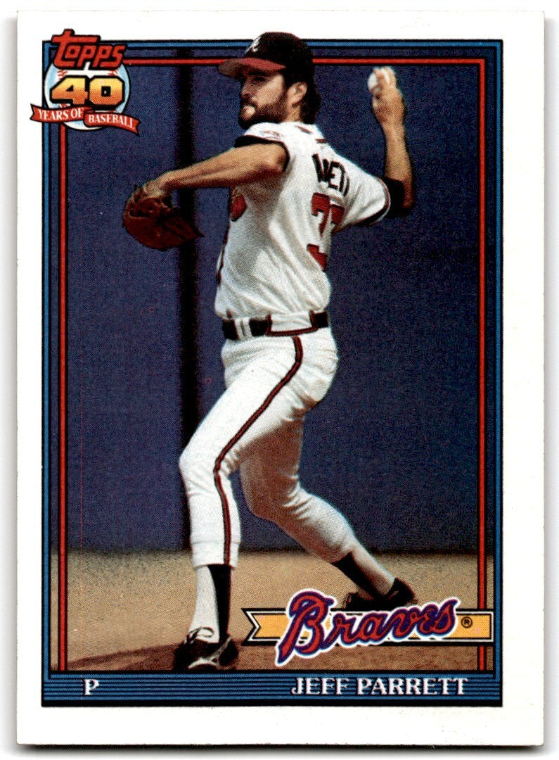 1991 Topps Baseball Card Jeff Parrett Atlanta Braves #56