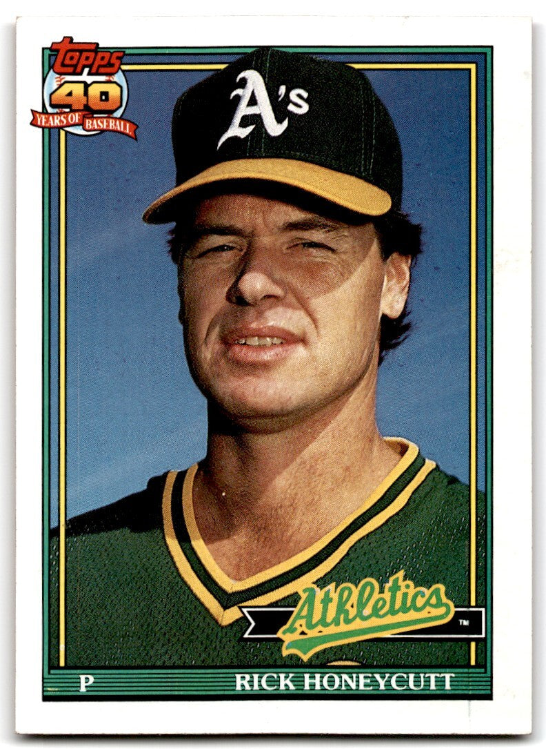 1991 Topps Baseball Card Rick Honeycutt Oakland Athletics #67