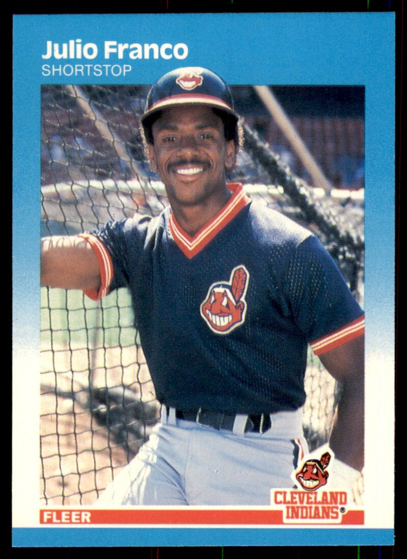 1987 Fleer Glossy Julio Franco . Cleveland Indians #251