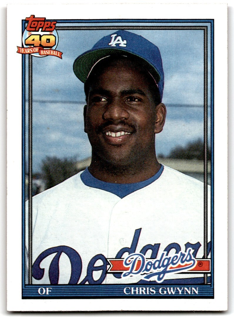 1991 Topps Baseball Card Chris Gwynn Los Angeles Dodgers #99