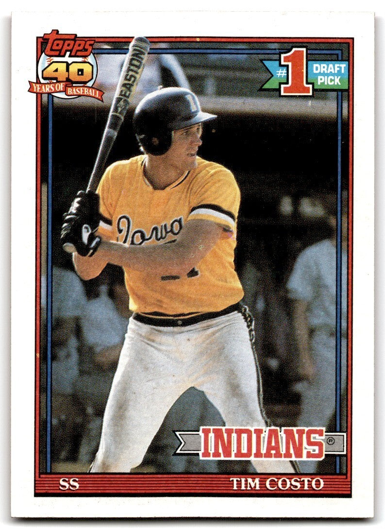 1991 Topps Baseball Card Tim Costo Cleveland Indians #103