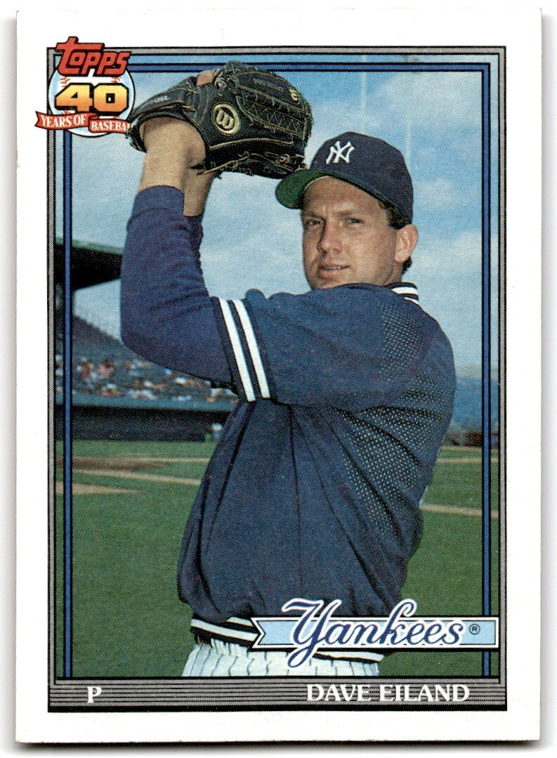 1991 Topps Baseball Card Dave Eiland New York Yankees #611