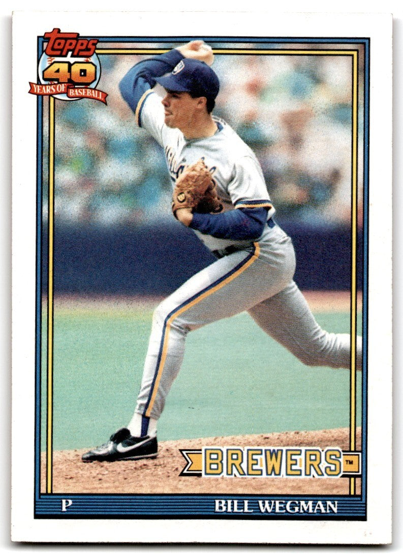 1991 Topps Baseball Card Bill Wegman Milwaukee Brewers #617