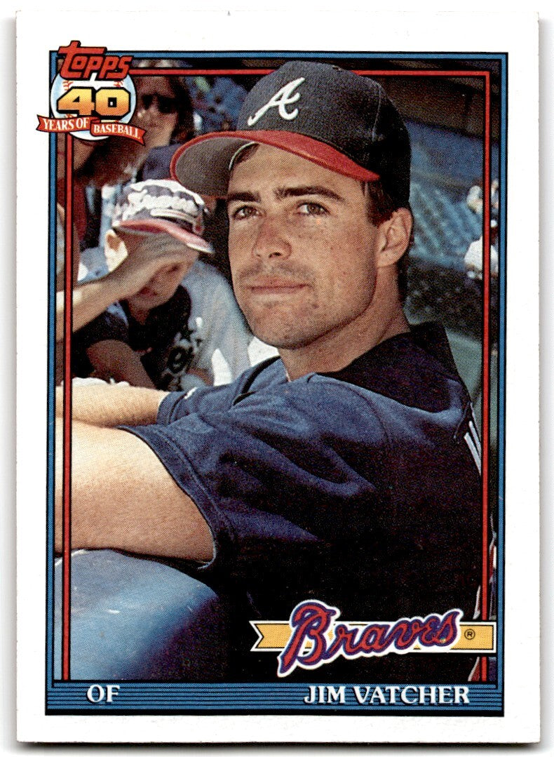 1991 Topps Baseball Card Jim Vatcher Rookie Atlanta Braves #196