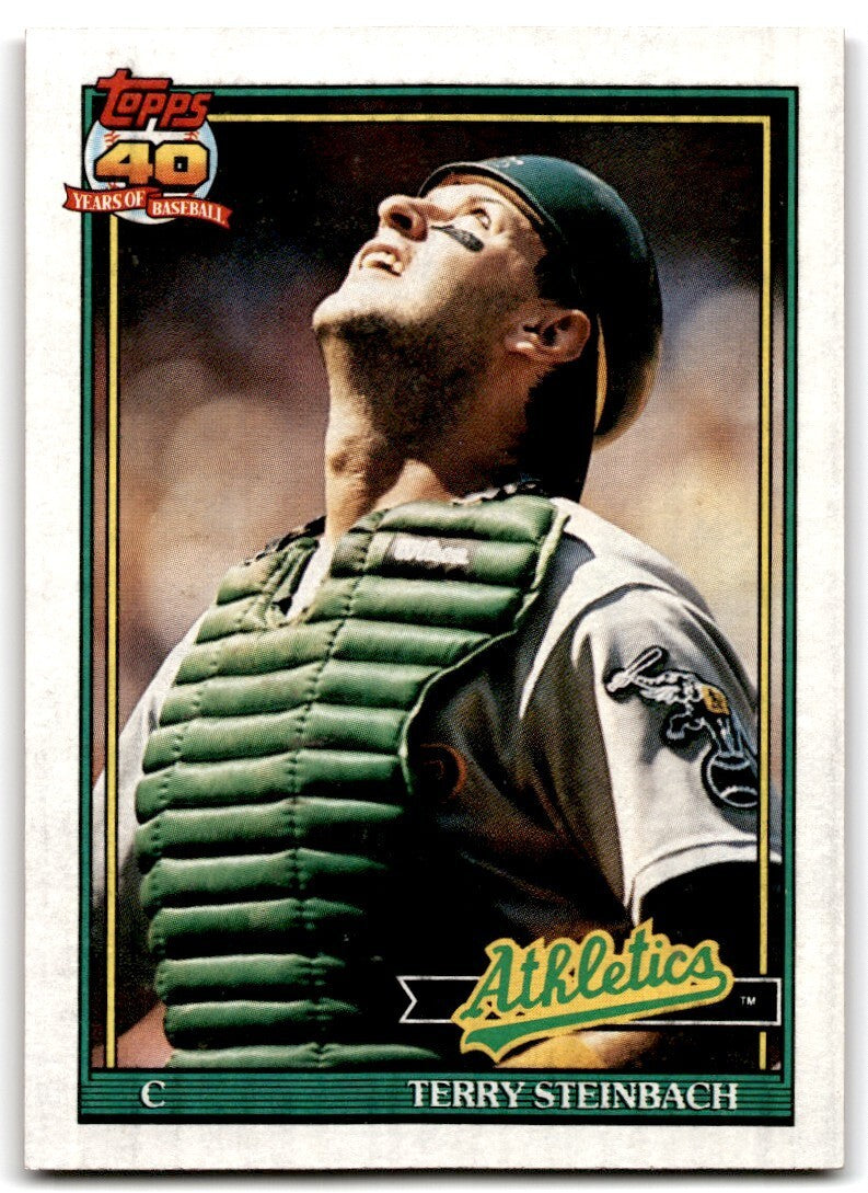 1991 Topps Baseball Card Terry Steinbach Oakland Athletics #625