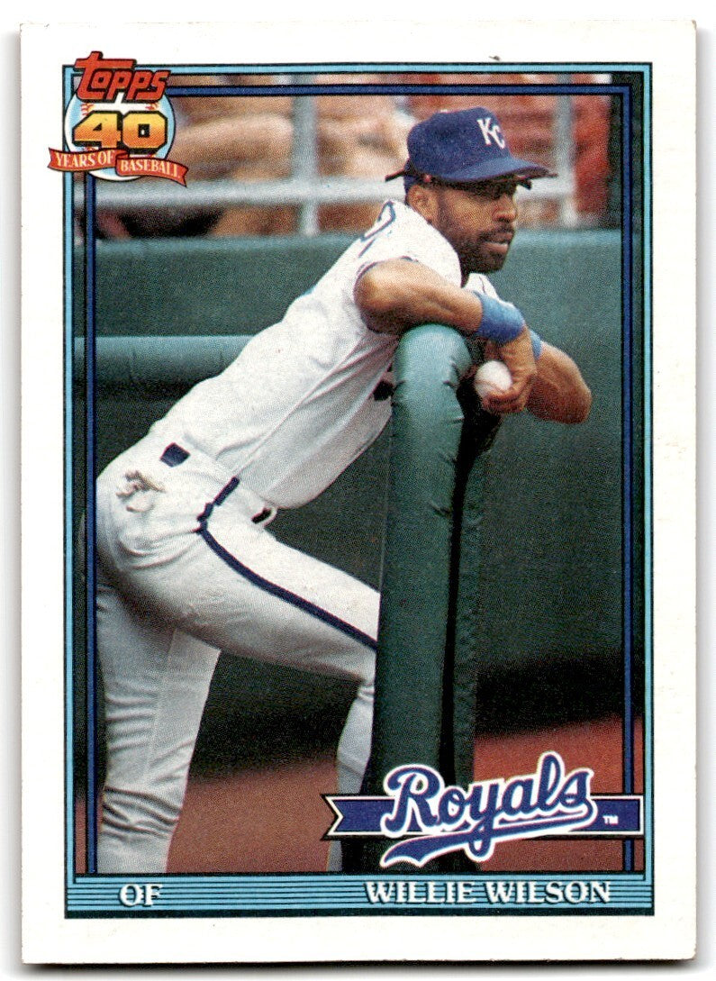 1991 Topps Baseball Card Willie Wilson Kansas City Royals #208