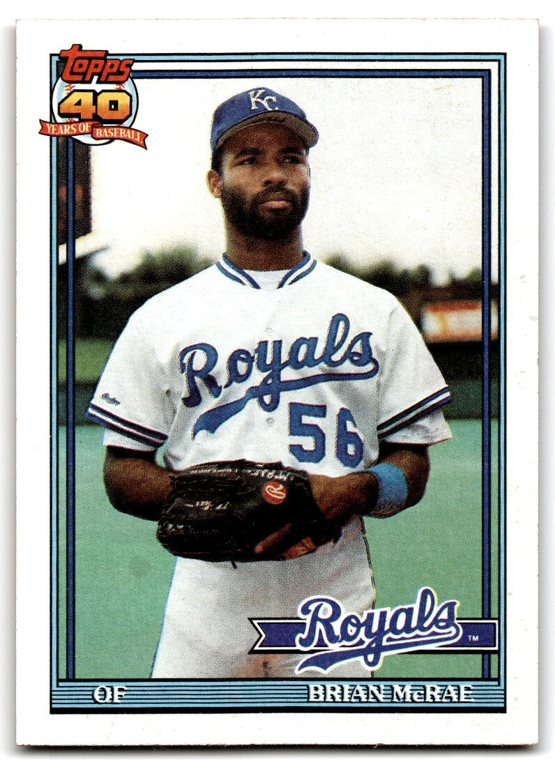 1991 Topps Baseball Card Brian McRae Rookie Kansas City Royals #222