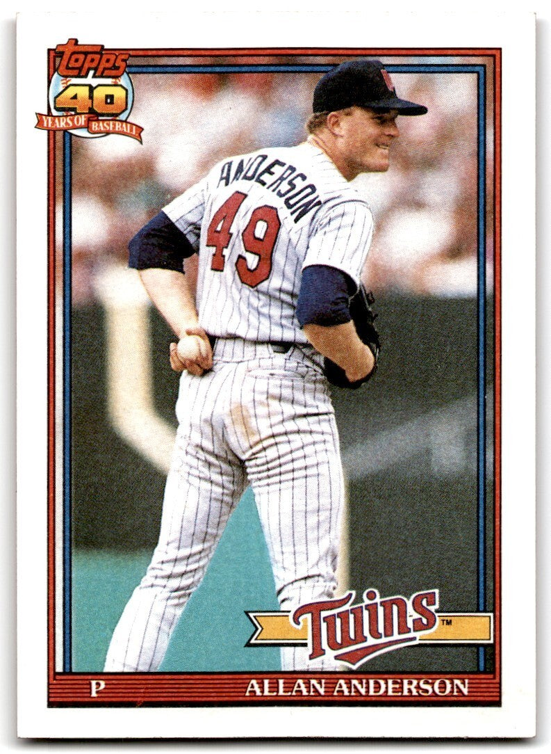 1991 Topps Baseball Card Allan Anderson Minnesota Twins #223