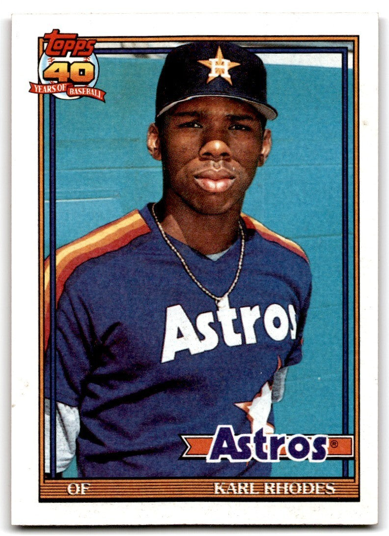 1991 Topps Baseball Card Karl Rhodes Houston Astros #516