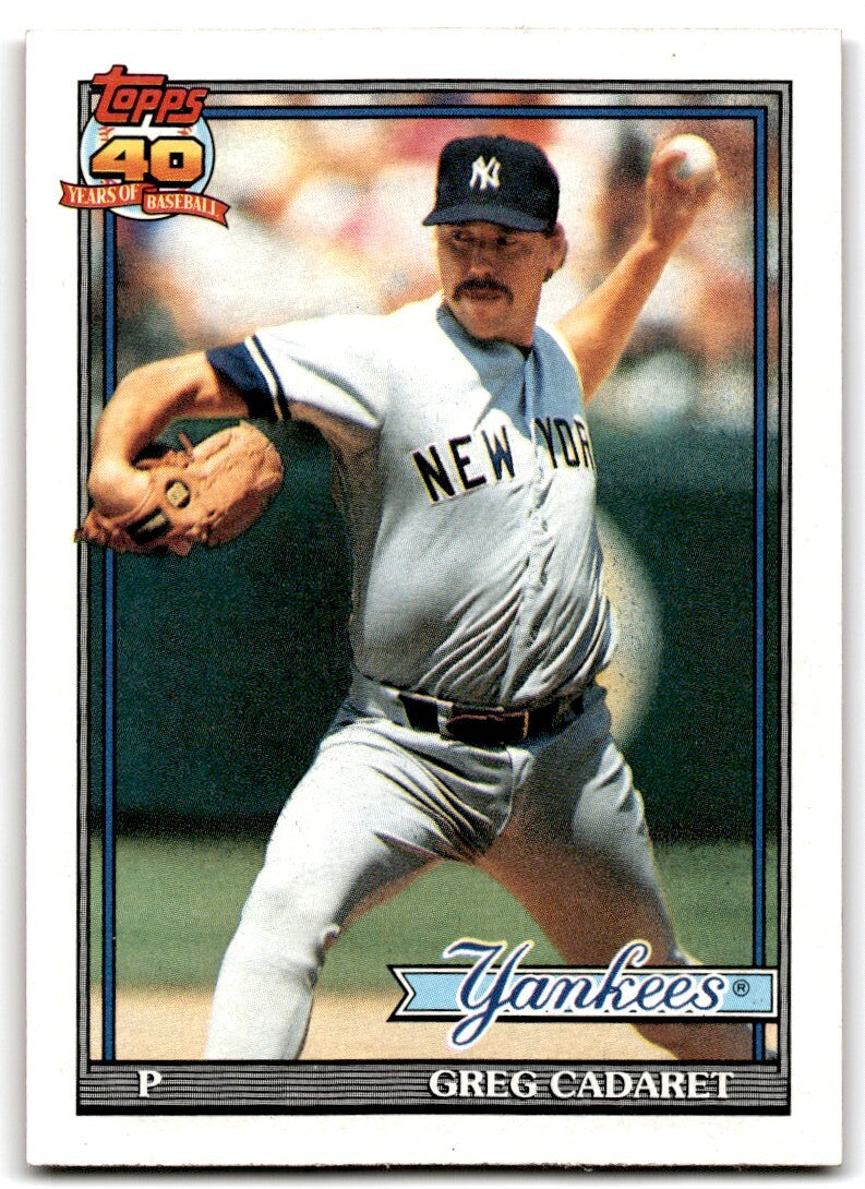 1991 Topps Baseball Card Greg Cadaret New York Yankees #187