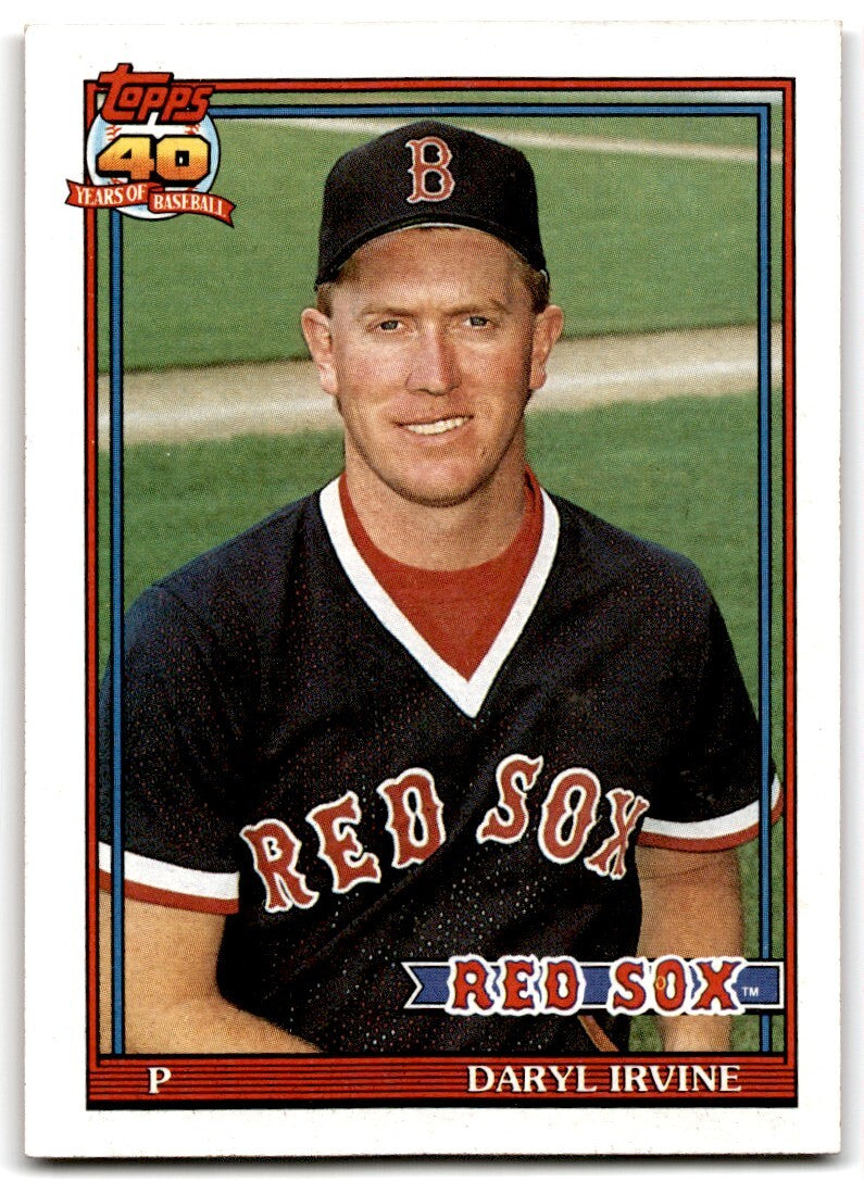 1991 Topps Baseball Card Daryl Irvine Rookie Boston Red Sox #189