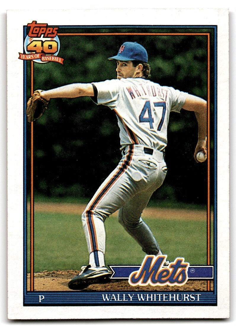 1991 Topps Baseball Card Wally Whitehurst New York Mets #557