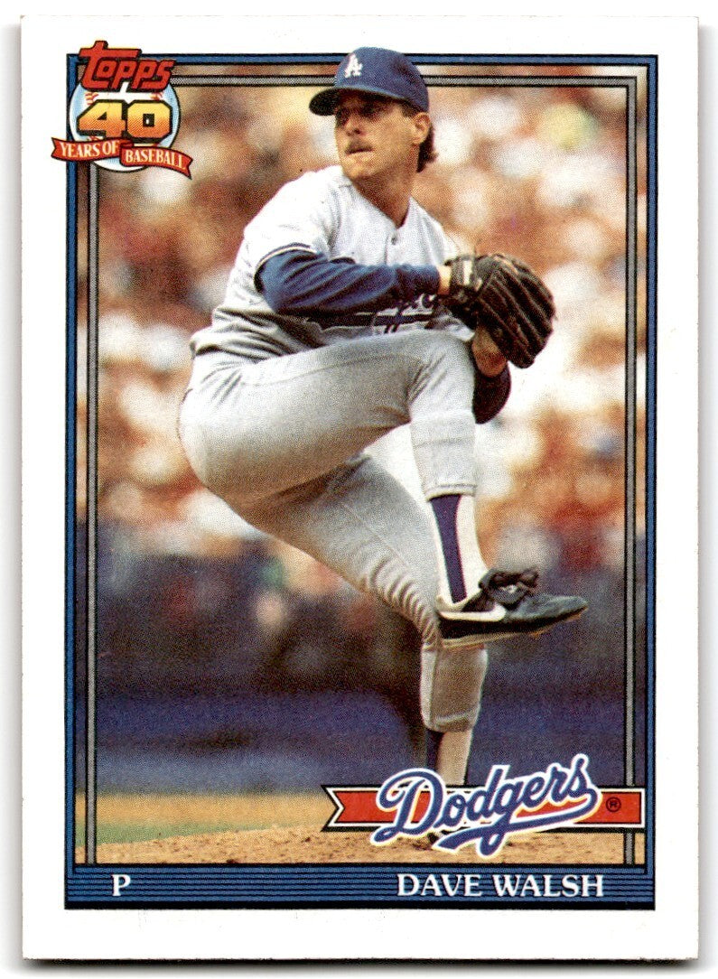 1991 Topps Baseball Card Dave Walsh Rookie Los Angeles Dodgers #367