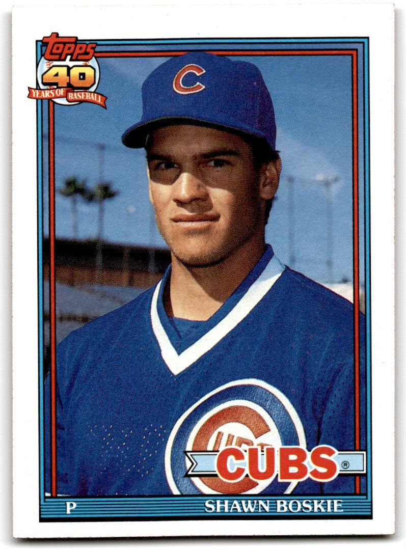 1991 Topps Baseball Card Shawn Boskie Chicago Cubs #254