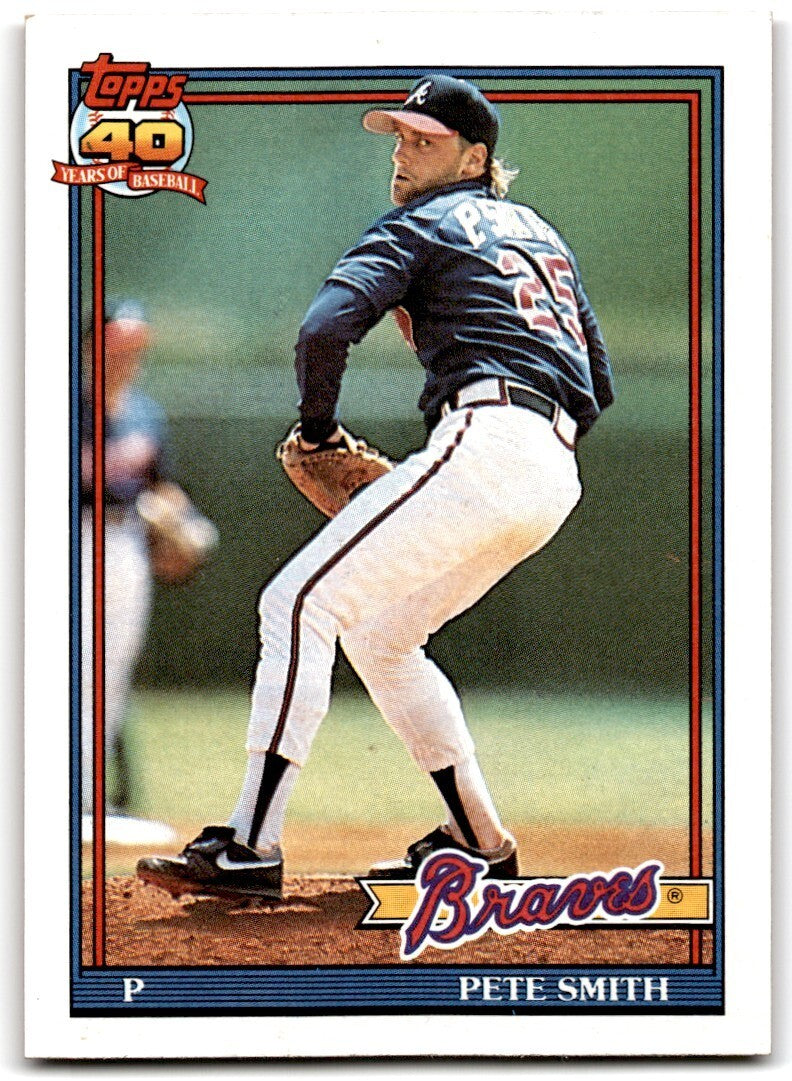 1991 Topps Baseball Card Pete Smith Atlanta Braves #383