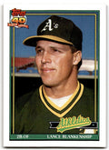 1991 Topps Baseball Card Lance Blankenship Oakland Athletics #411