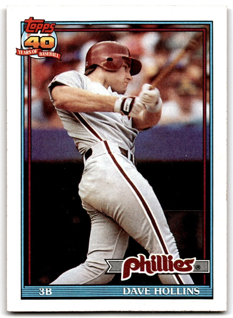 1991 Topps Baseball Card Dave Hollins Philadelphia Phillies #264