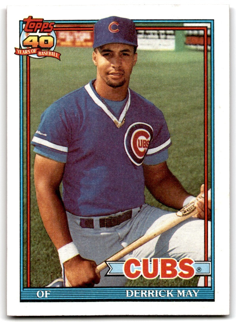 1991 Topps Baseball Card Derrick May Chicago Cubs #288