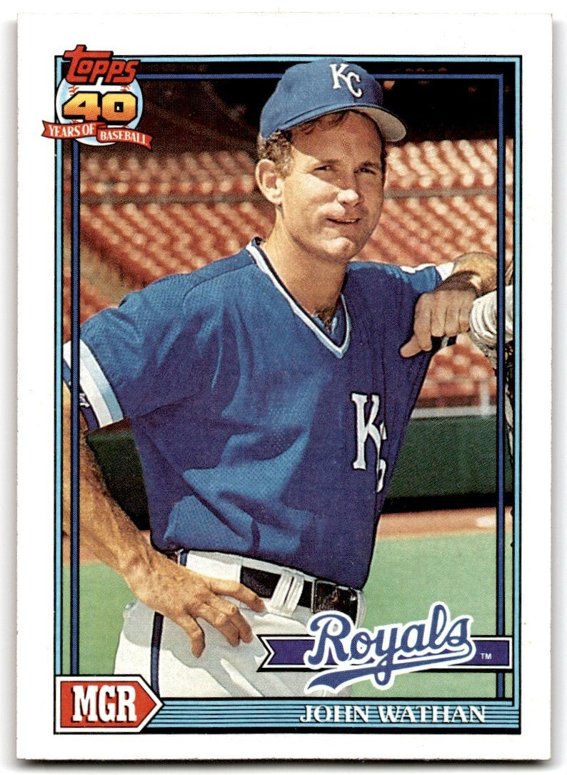1991 Topps Baseball Card John Wathan Kansas City Royals #291