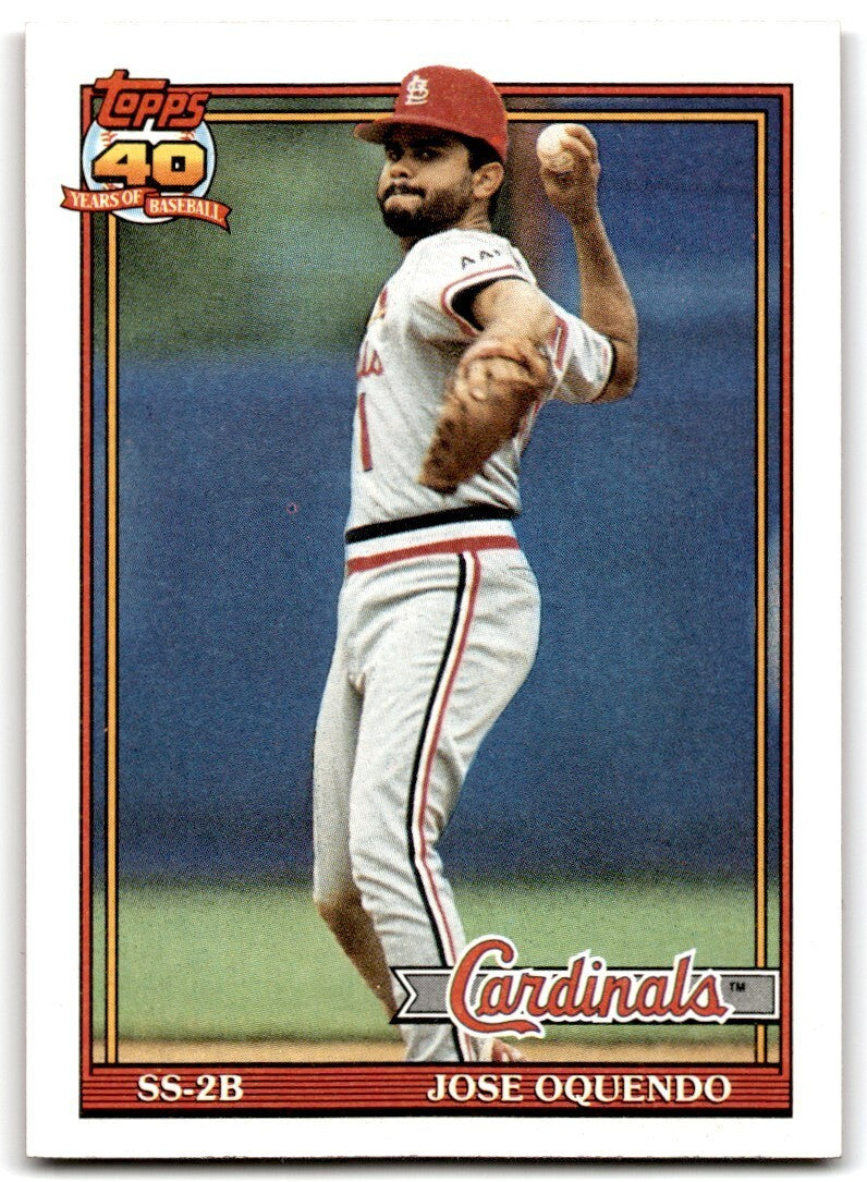 1991 Topps Baseball Card Jose Oquendo St. Louis Cardinals #343