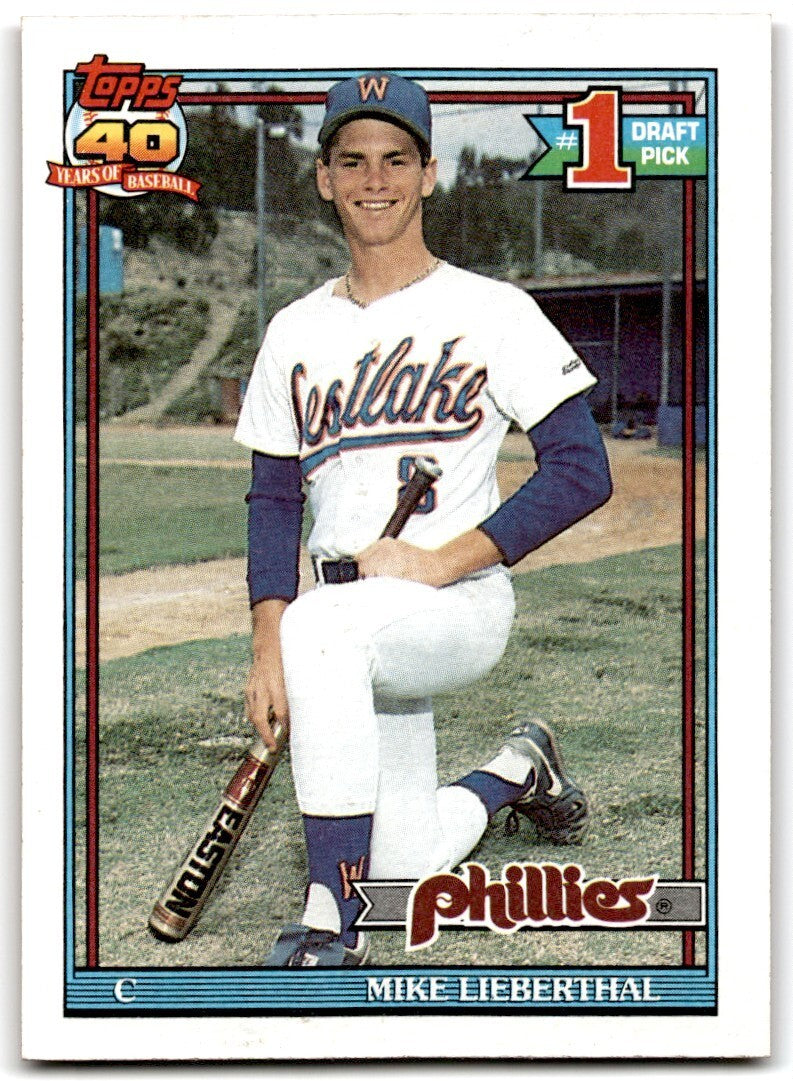 1991 Topps Baseball Card Mike Lieberthal Rookie Philadelphia Phillies #471