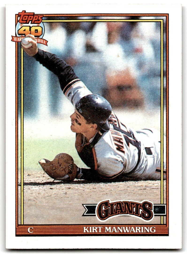 1991 Topps Baseball Card Kirt Manwaring San Francisco Giants #472
