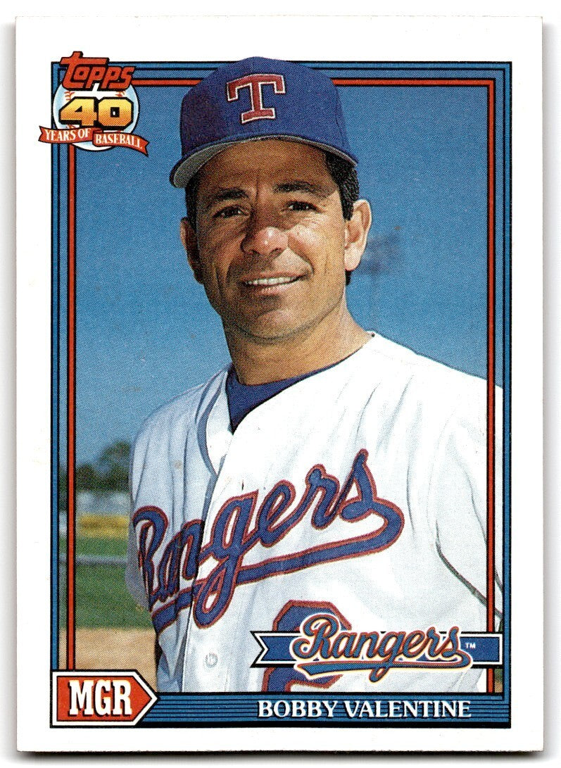1991 Topps Baseball Card Bobby Valentine Texas Rangers #489