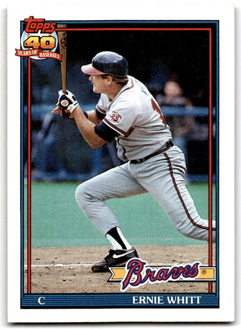 1991 Topps Baseball Card Ernie Whitt Atlanta Braves #492