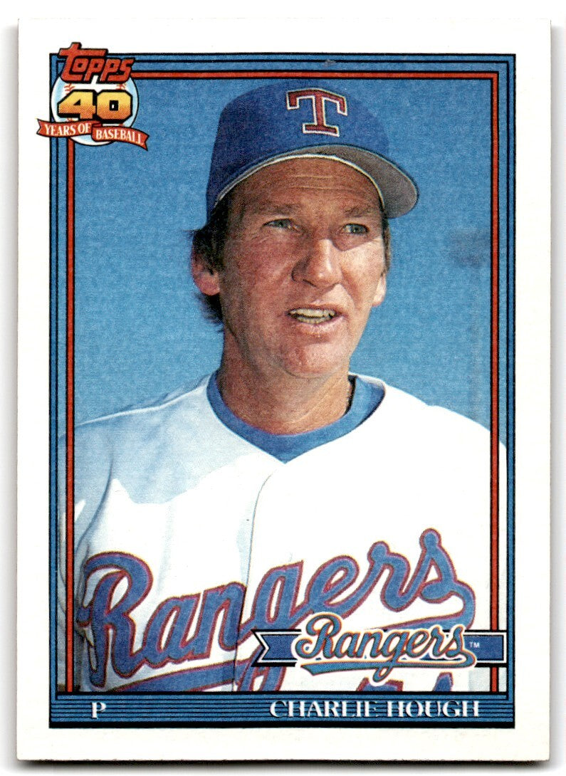 1991 Topps Baseball Card Charlie Hough Texas Rangers #495
