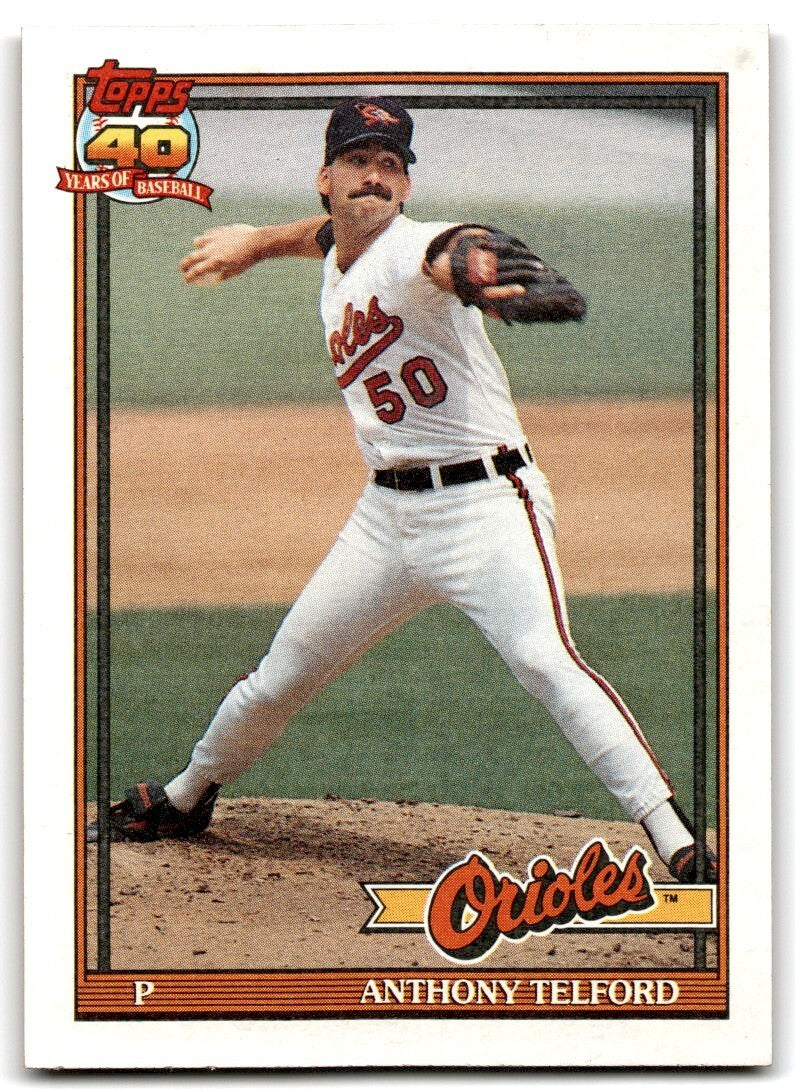 1991 Topps Baseball Card Anthony Telford Rookie Baltimore Orioles #653