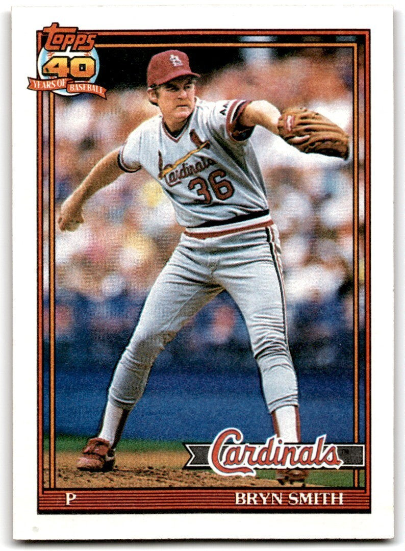 1991 Topps Baseball Card Bryn Smith St. Louis Cardinals #743