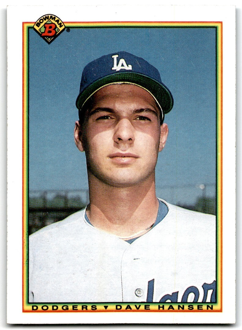 1990 Bowman Baseball Card Dave Hansen Rookie Los Angeles Dodgers #93