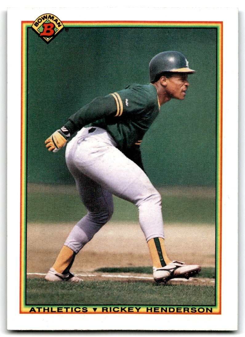1990 Bowman Baseball Card Rickey Henderson Oakland Athletics #457
