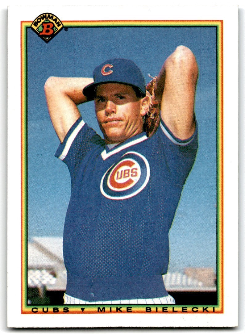 1990 Bowman Baseball Card Mike Bielecki Chicago Cubs #22