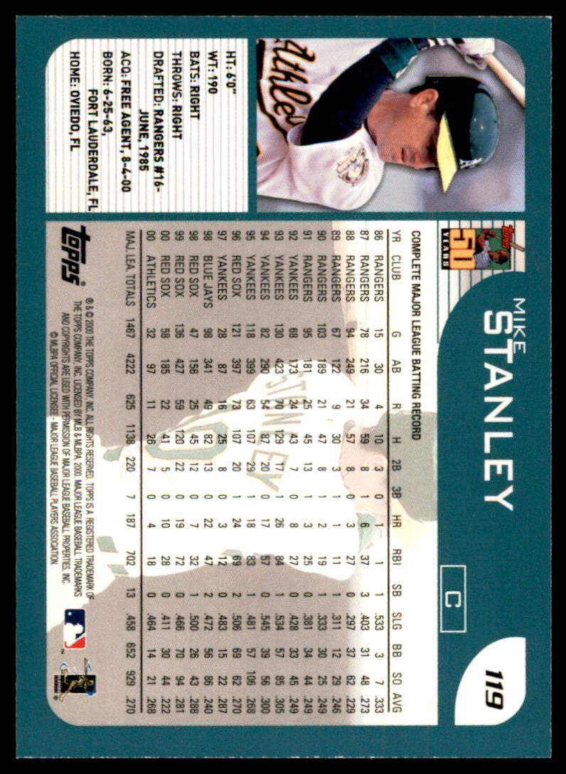 2001 Topps Limited Mike Stanley . Oakland Athletics #119