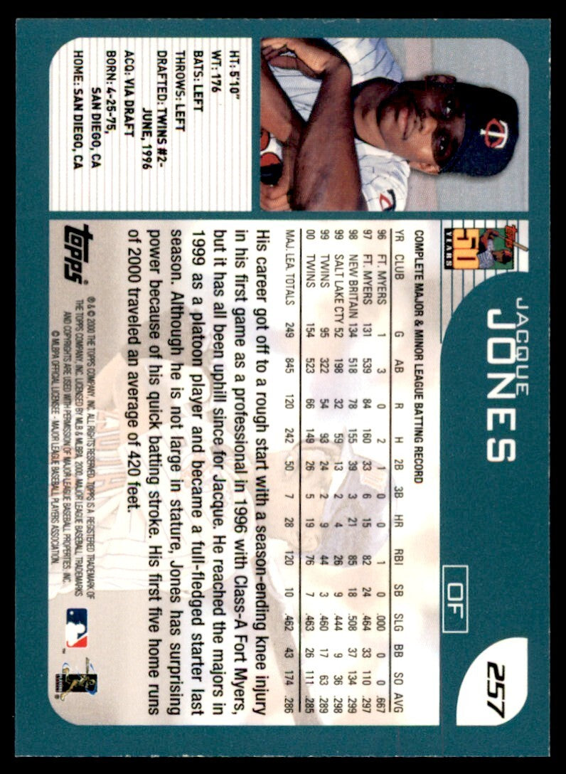2001 Topps Jacque Jones . Minnesota Twins #257