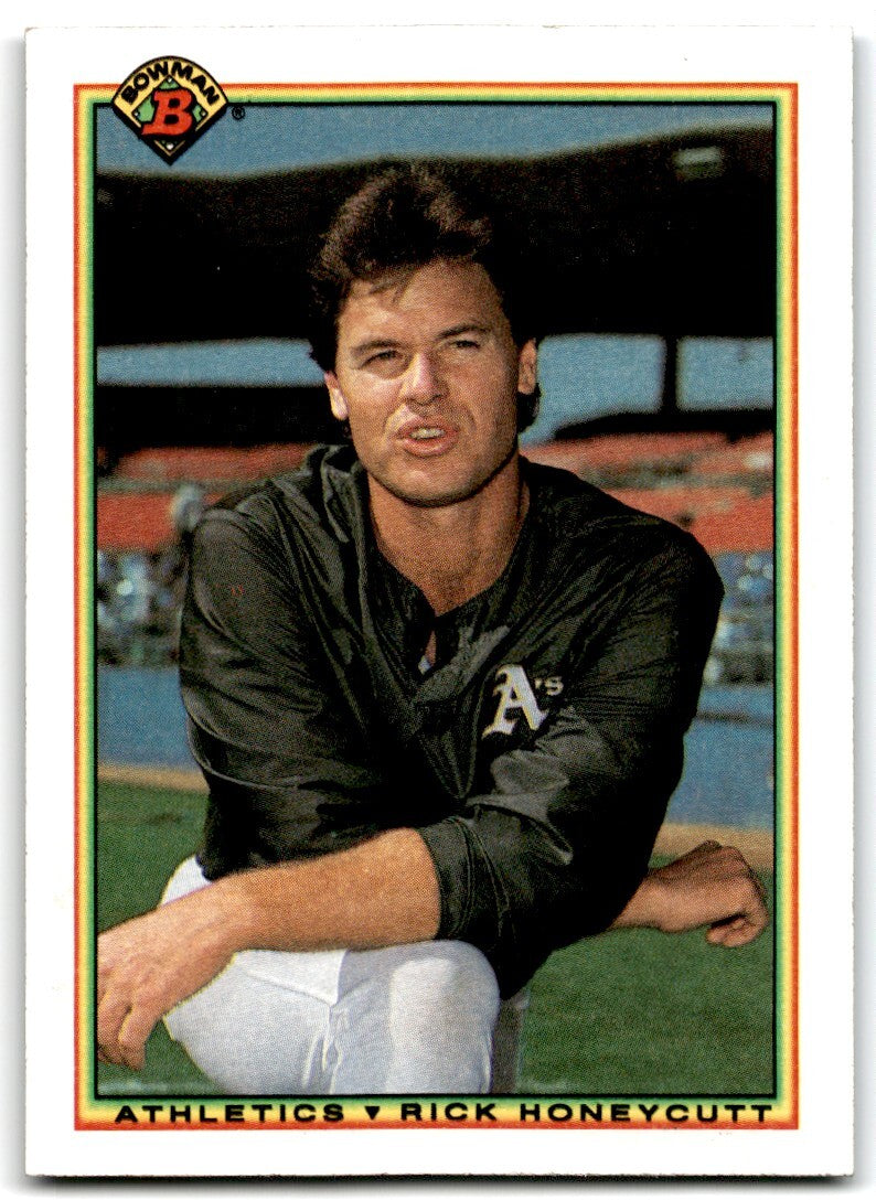 1990 Bowman Baseball Card Rick Honeycutt Oakland Athletics #450