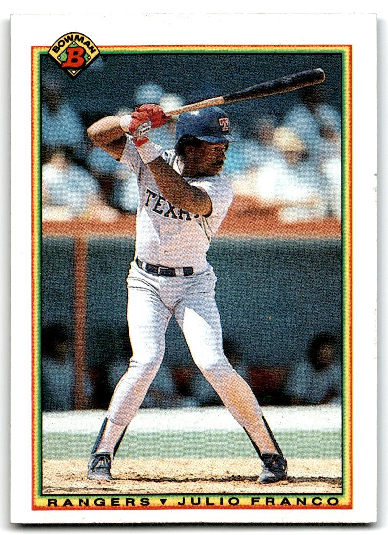 1990 Bowman Baseball Card Julio Franco Texas Rangers #497