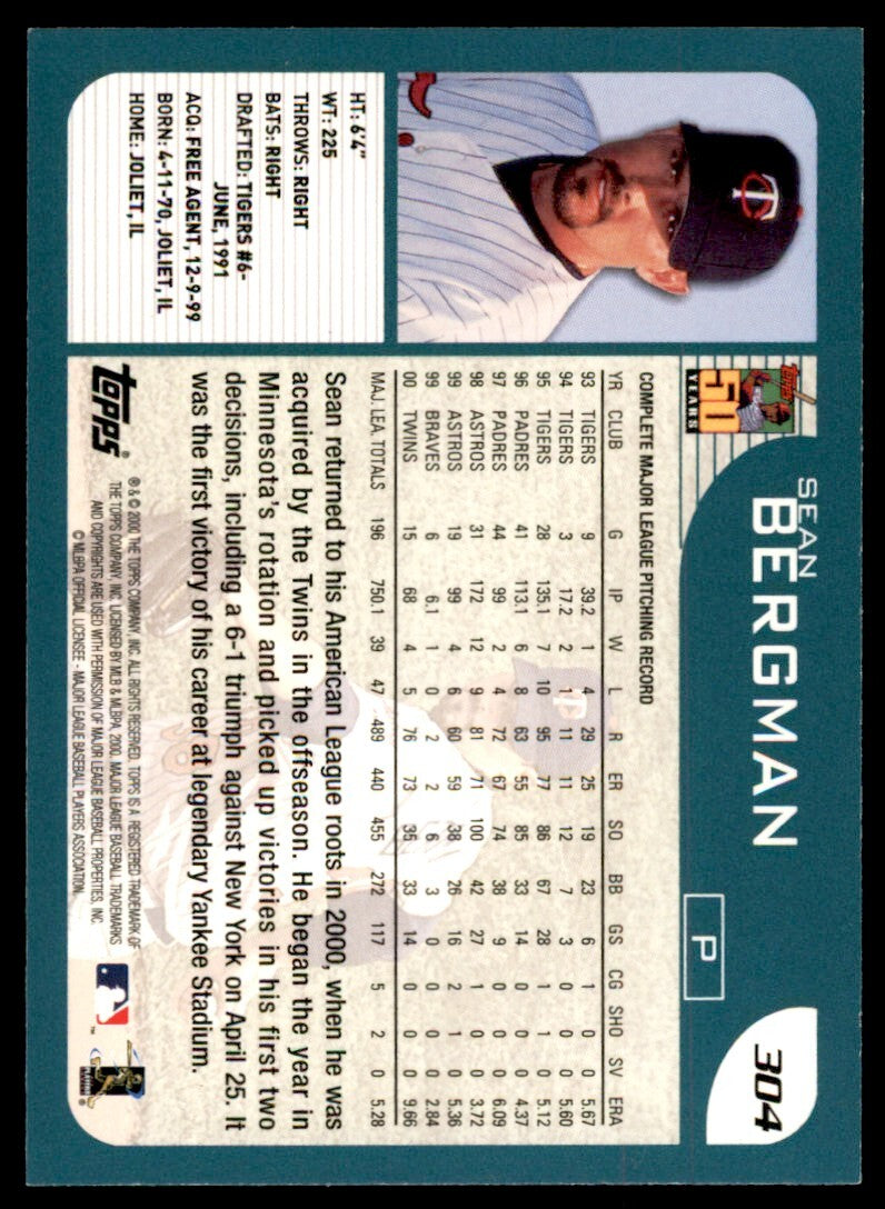 2001 Topps Sean Bergman . Minnesota Twins #304