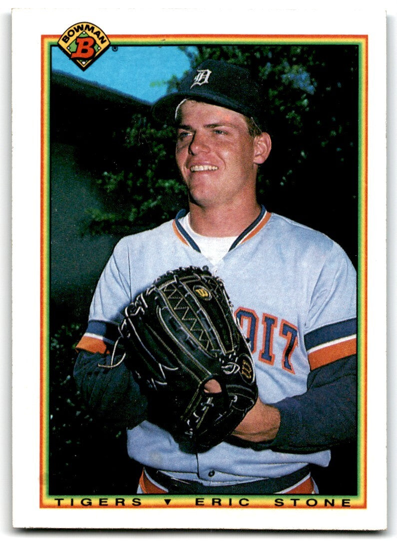 1990 Bowman Baseball Card Eric Stone Rookie Detroit Tigers #348