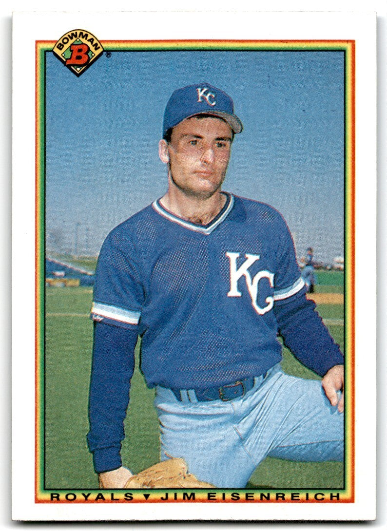 1990 Bowman Baseball Card Jim Eisenreich Kansas City Royals #374