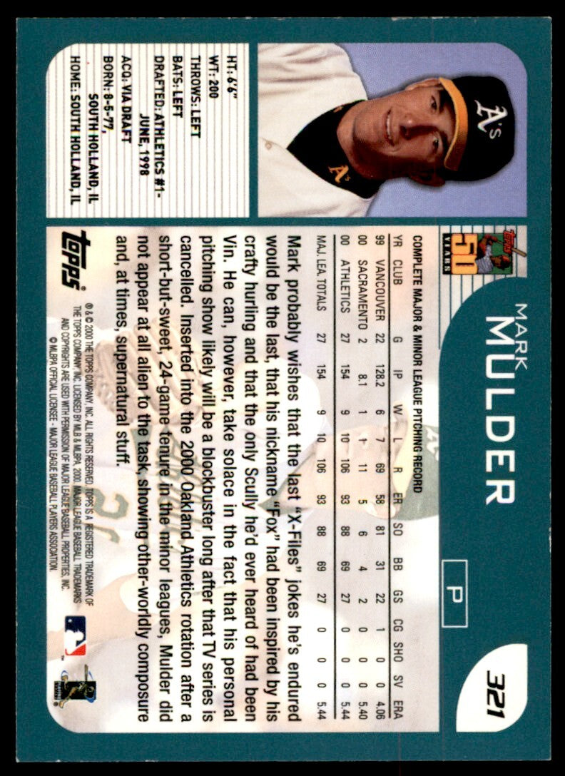 2001 Topps Mark Mulder . Oakland Athletics #321