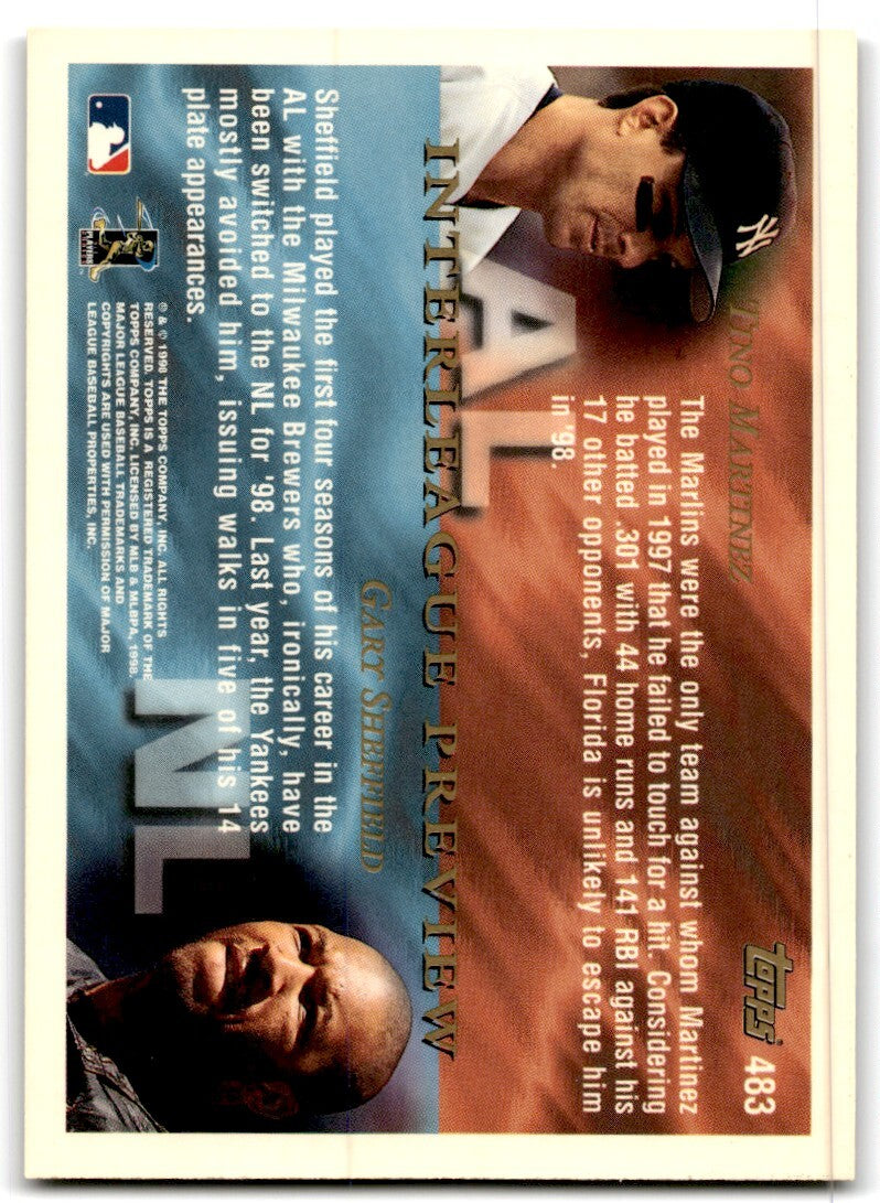 1998 Topps Baseball Card Gary Sheffield/Tino Martinez A Florida Marlins/New York