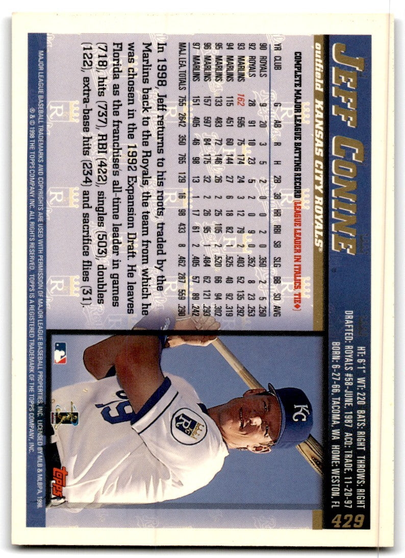 1998 Topps Baseball Card Jeff Conine Kansas City Royals #429