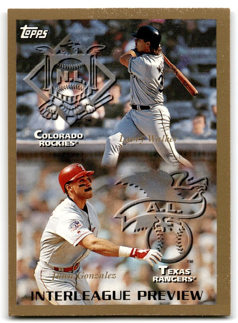 1998 Topps Baseball Card Larry Walker/Juan Gonzalez a Colorado Rockies/Texas