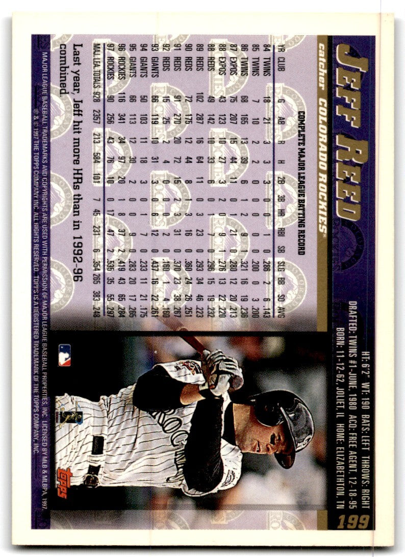 1998 Topps Baseball Card Jeff Reed Colorado Rockies #199