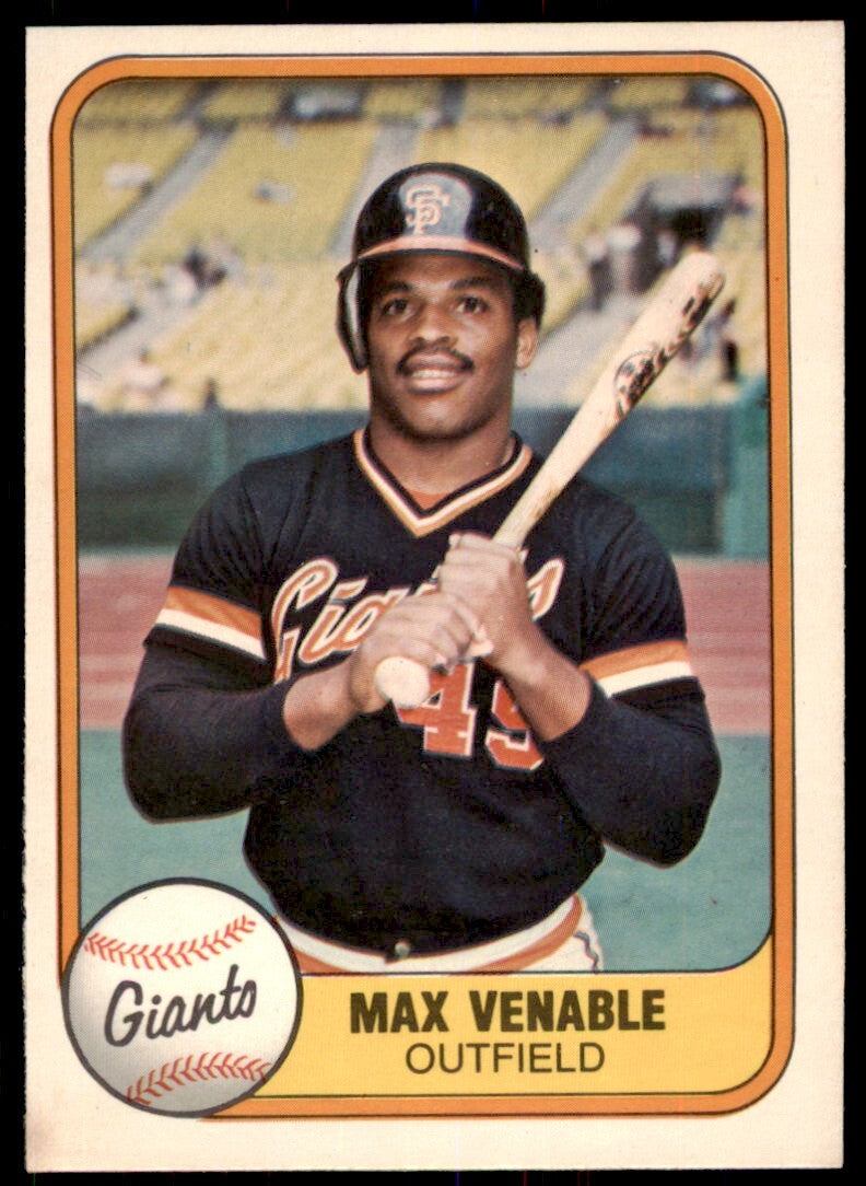 1981 Fleer. Max Venable Rookie . San Francisco Giants #443