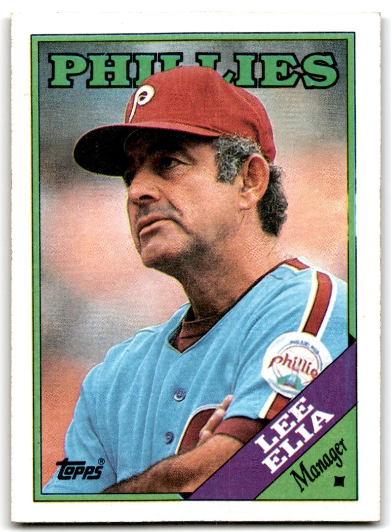 1988 Topps Baseball Card Lee Elia Philadelphia Phillies #254