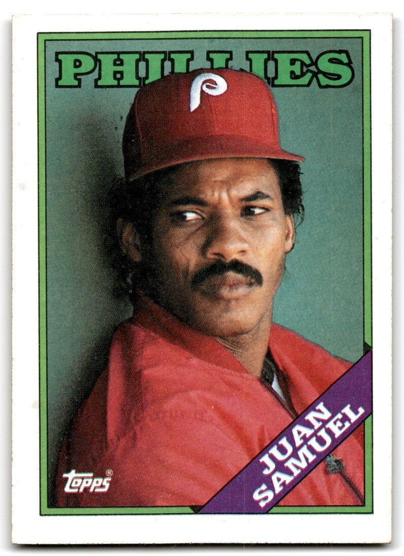 1988 Topps Baseball Card Juan Samuel Philadelphia Phillies #705